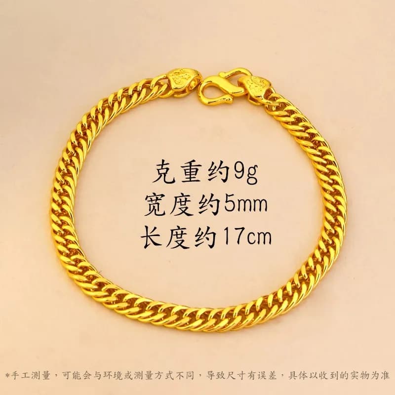 Pryna Jewelry Nouveaux bijoux de luxe en or véritable 24 carats certifié, bracelet avec fermoir, design fouet de chevalier imposant, en or au999, bracelet de patron