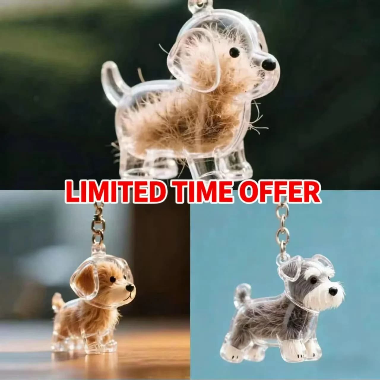 Porte-clés pendentif adorable pour cheveux de chien, parfait pour sacs, clés de voiture de couples, bijou unique, souvenir, cadeau, décoration et accessoires. Idéal pour hommes, femmes, amoureux des c
