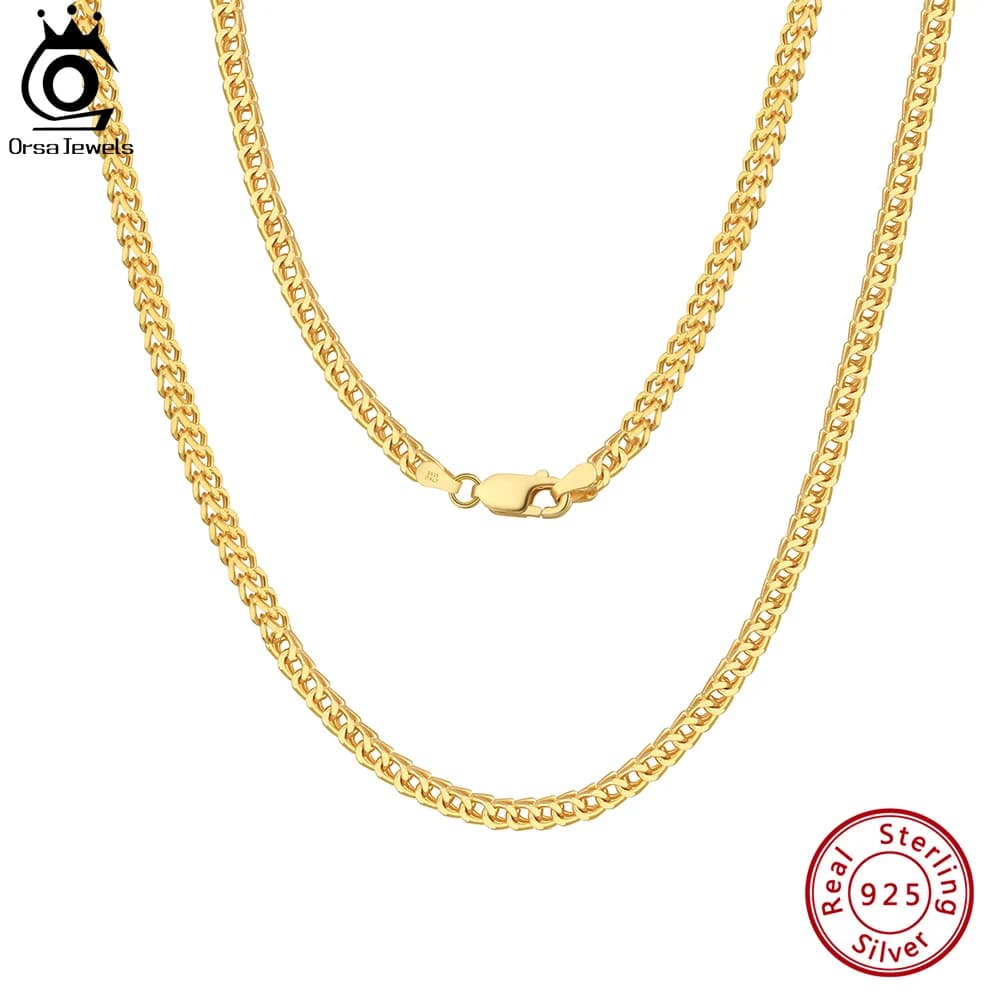 ORSA JEWELS Hip Hop 18K or 2.5mm Franco chaîne collier pour hommes mode 925 en argent Sterling collier ras du cou bijoux de fête NMN13