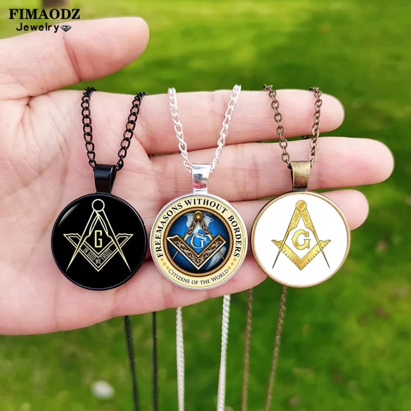 Collier Mason gratuit, pendentif en verre franc-maçon, breloque Photo, accessoires maçonniques rétro pour hommes et femmes, bijoux cadeau