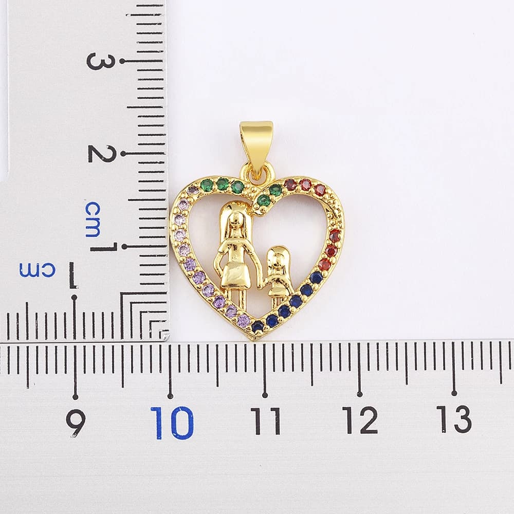 Collier de famille Nidin Spinal Daughter pour enfants, tour de cou pendentif, coeur coloré, bijoux de fête pour femmes, cadeau de fête des mères