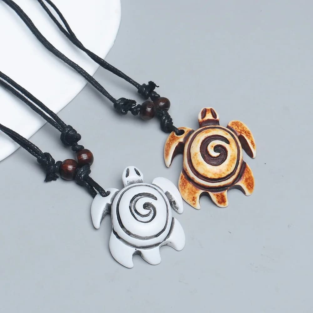 Collier de surfiste réglable en résine pour hommes et femmes, Style hawaïen, crochet sculpté, breloque tortue, bijoux cadeau