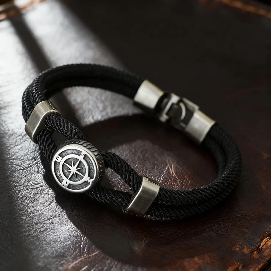 Nouveau Bracelet boussole homme Viking corde nautique Braslet