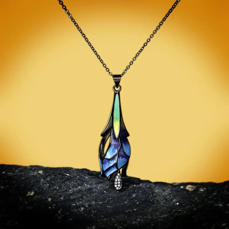 Collier ethnique élégant en argent 2024, couleur de rêve, Lotus bleu, pour dames, émail fait à la main, bijoux à breloques, nouvelle collection 925