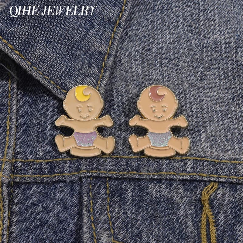 Broches de poche en émail dur pour bébés, mignon, personnalisé, dessin animé drôle, broches en métal pour enfants, Badge à revers, bijoux à la mode, cadeaux
