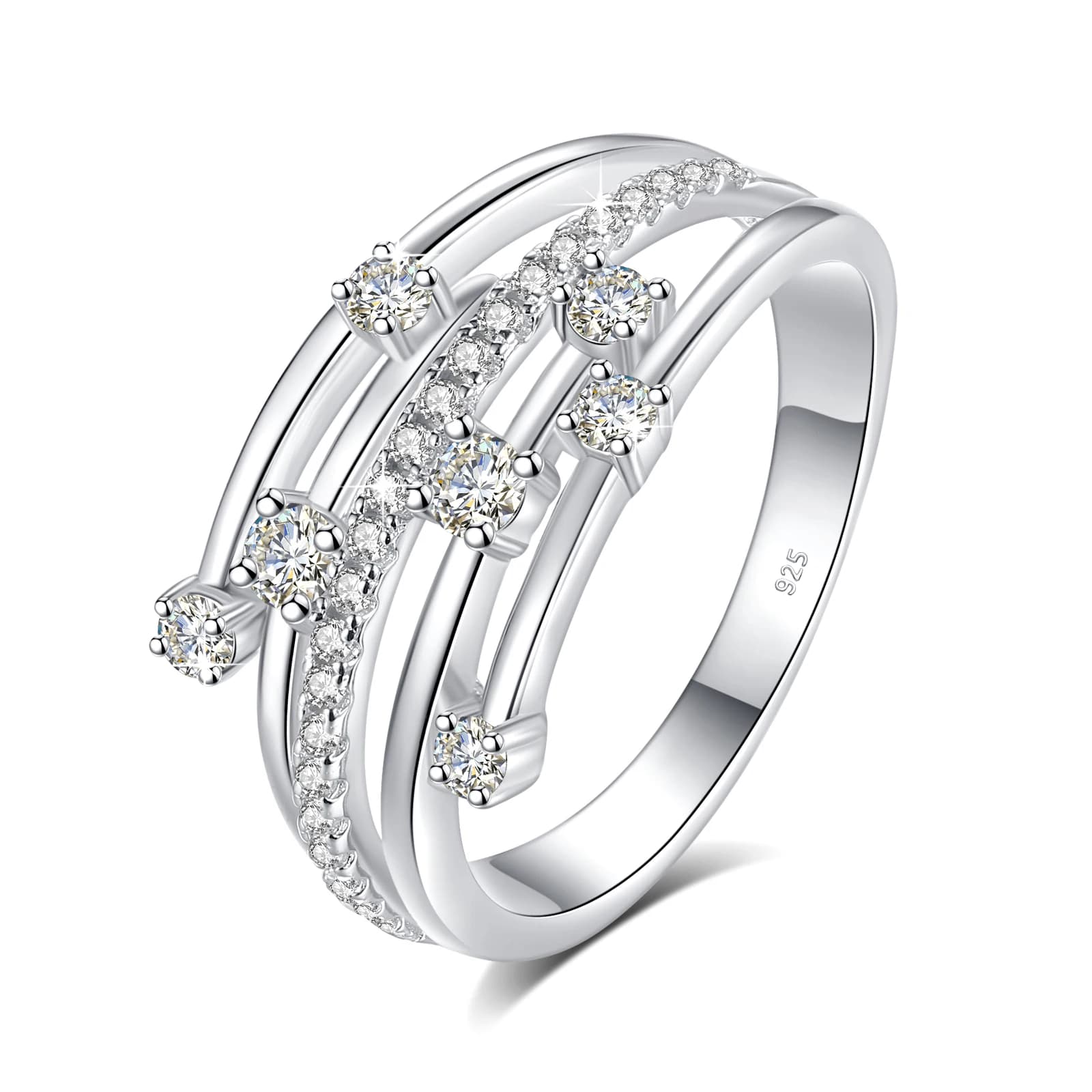 Szjinao marque à la mode Moissanite bague éternité alliance solide 925 bagues en argent pour les femmes bijoux cadeau de fiançailles livraison directe