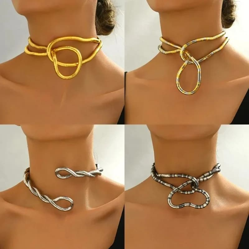 Chaîne serpent pliable unique, collier à col torsadé doux pour femmes, bijoux polyvalents à la mode de style européen et américain.