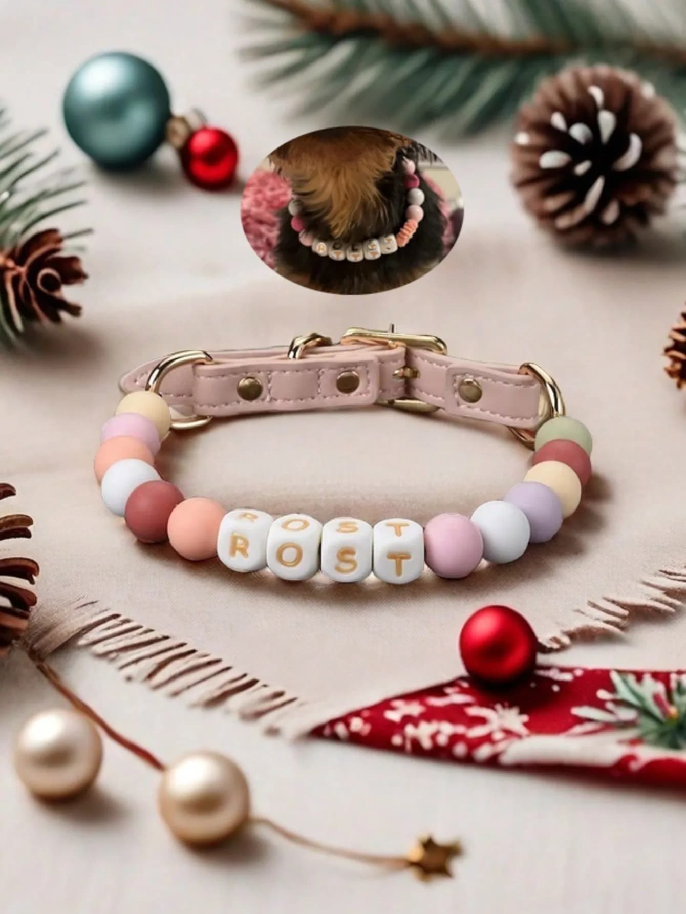 1 collier pour chien personnalisé avec perles et boucle