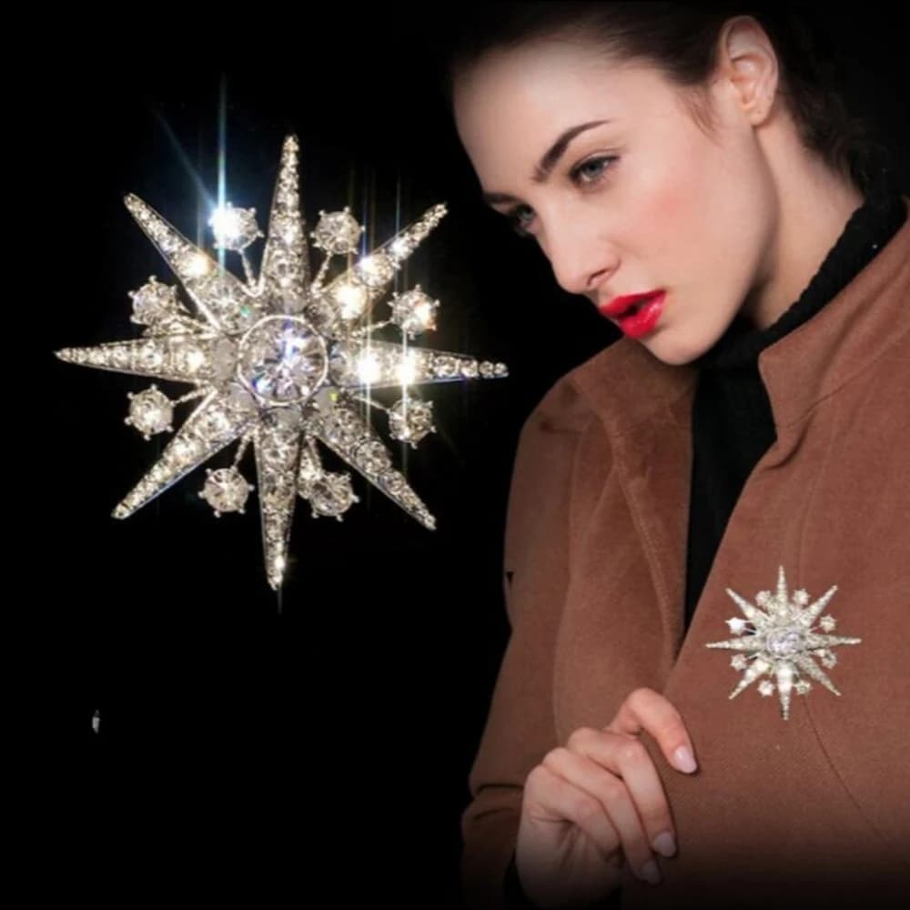 Broches coréennes de luxe couleur or avec étoile octogonale incrustée de zircon pour femmes, accessoires de bijoux exquis pour le quotidien et les banquets