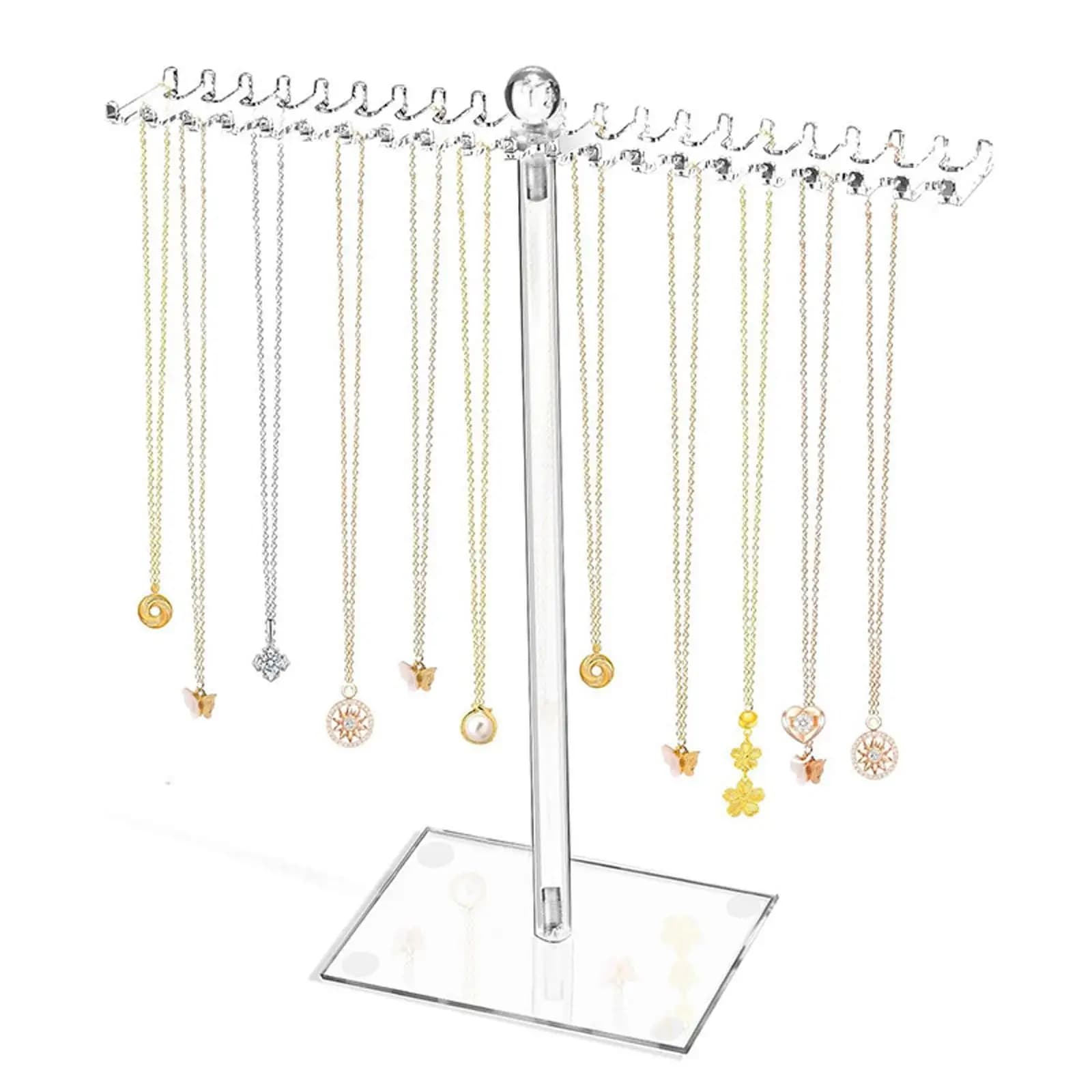 Organisateur de bijoux moderne en acrylique, présentoir à bijoux, support de rangement pour colliers avec crochets pour commerces, boutiques, coiffeuses et salons de beauté