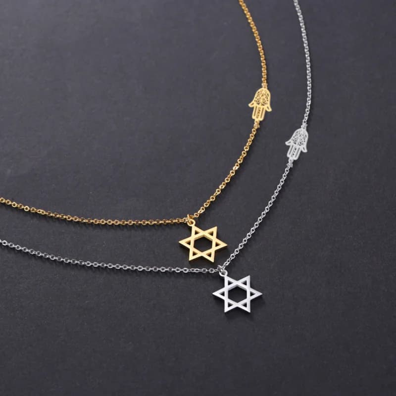 Collier personnalisé étoile de David Hamsa pour femmes et hommes, couleur or, Magen David, bijoux religieux étoile juive, cadeaux