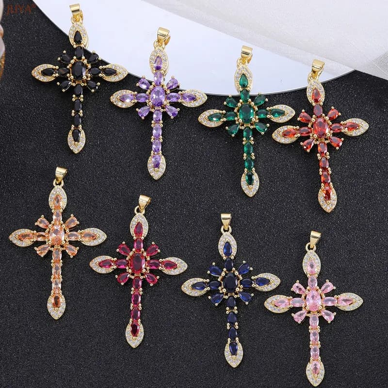 JUYA-Pendentif en Pierre Naturelle de Luxe avec Croix de Jésus, Bijou Fait à la Main avec Breloque, Accessoires de Direction pour Femme