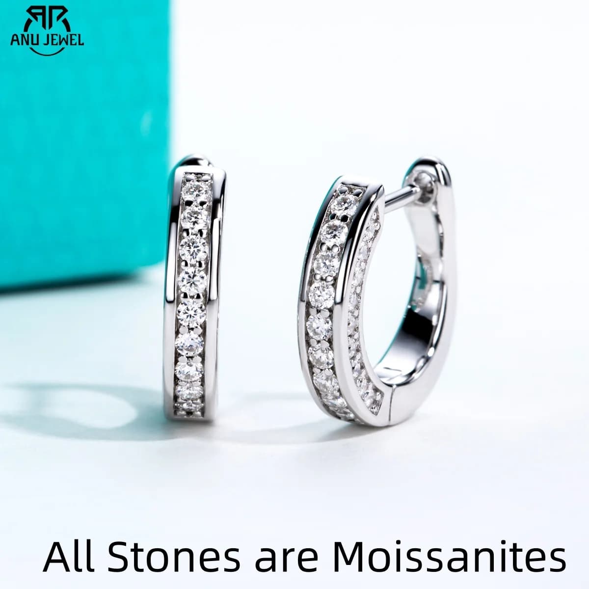 AnuJewel-Boucles d'oreilles créoles d'oreille Moissanite pour femme, argent regardé 0.56, bijoux de mariage et de fiançailles, vente en gros, luxe, 925 cttw