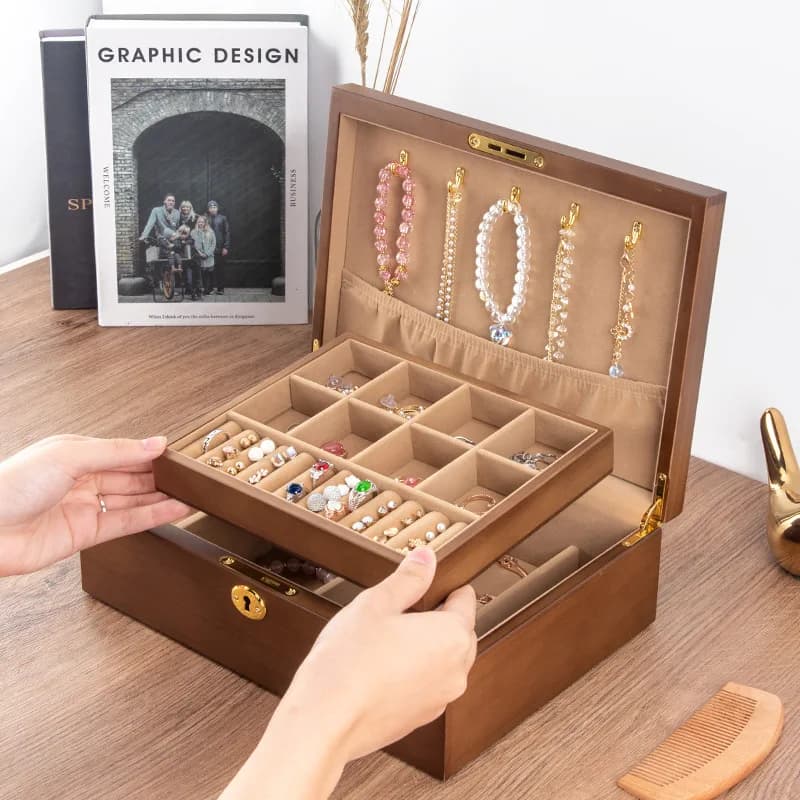 Boîte à bijoux en bois pour femmes