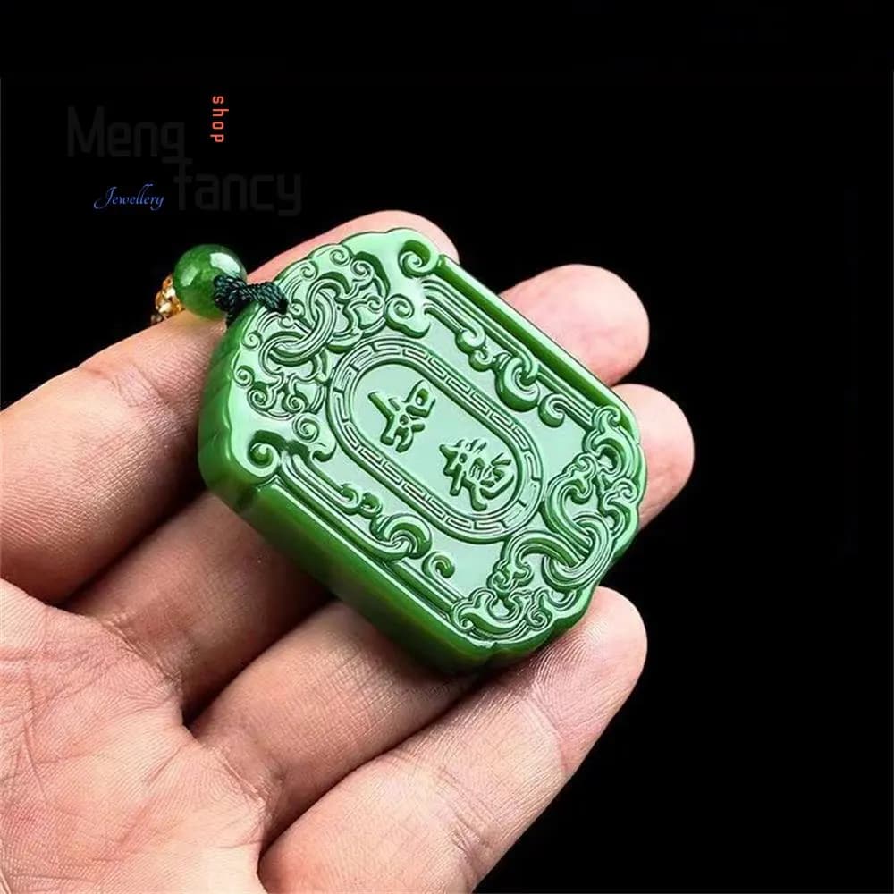 Pendentif Auspicieux en Jade Ruyi de Style Ancien en Jaspe Hetian Naturel
