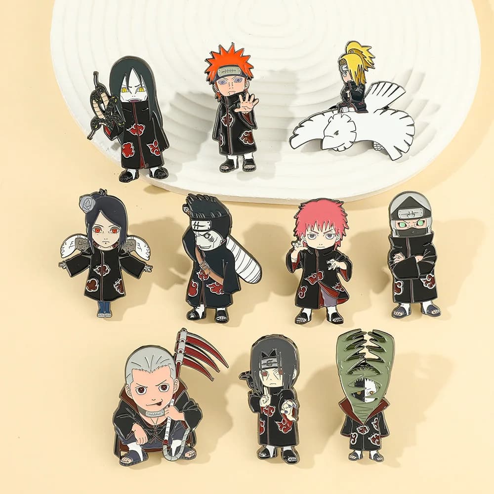 Broche en émail Naruto Akatsuki, nuage rouge, dessin animé, sac à dos, décoration de collier, Badge à revers, bijoux à la mode, cadeaux