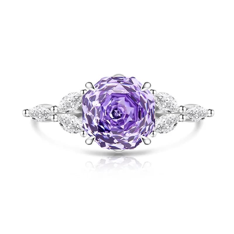 Bague en argent sterling 925 avec diamant à taille rose romantique et motif branche fleurie, bijou pour femme, cadeau