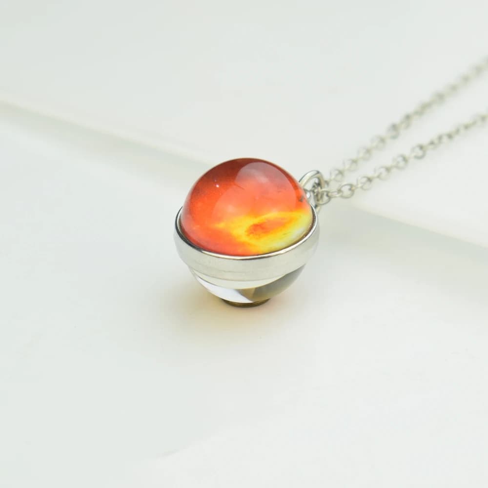 Système solaire huit planètes colliers planète galaxie Double face boule de verre pendentif collier pour femmes hommes astronomie bijoux cadeau