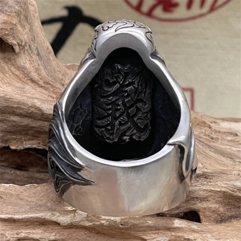 Fidélité rectitude général Guan Yu bague hommes bijoux Vintage Relief nuages de bon augure anneau mâle doigt accessoires taille ouverte