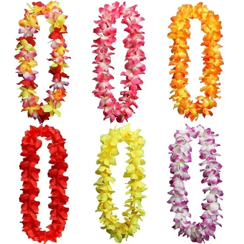 Collier de fleurs hawaïennes, guirlande artificielle Leis, décoration de fête sur la plage hawaïenne, robe fantaisie Luau, Cosplay d'anniversaire de mariage