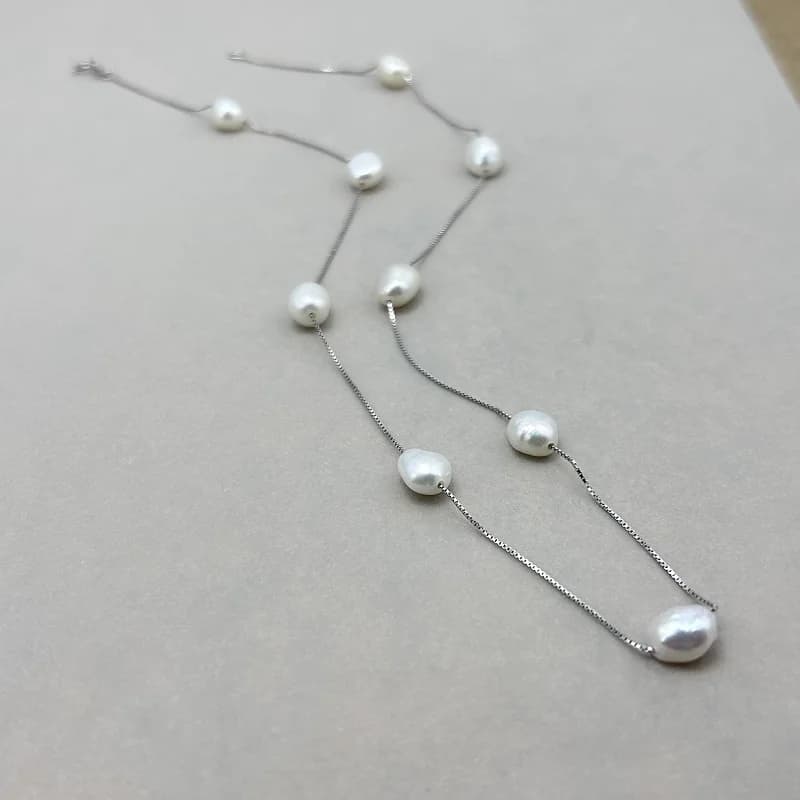 Collier de perles baroques véritables pour femmes, 6-7mm, perles d'eau douce naturelles, ras du cou en argent Sterling 925, bijoux Gfit