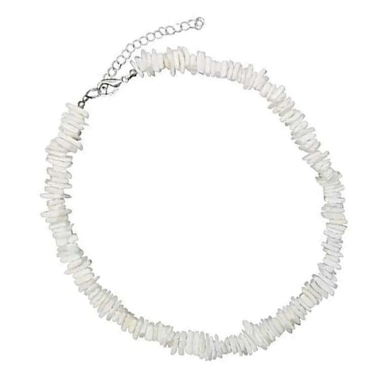 Collier de conque blanche pour femmes et hommes, coquillage, puce de coquillage lisse pour filles et garçons