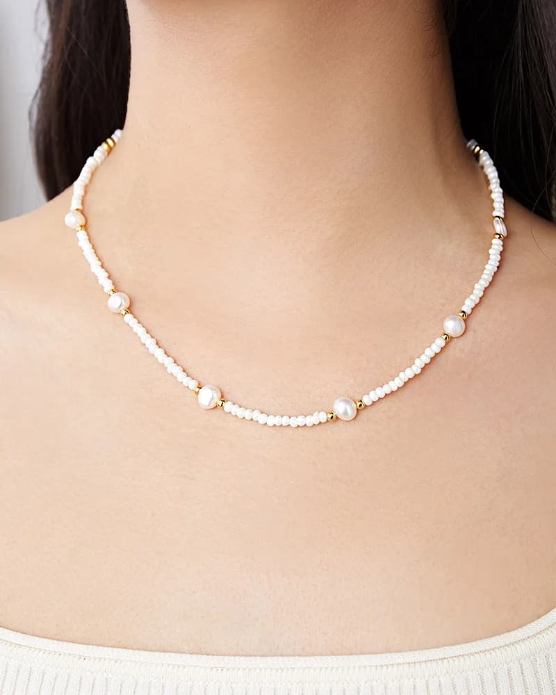 Promotion bijoux à la mode perle d'eau douce naturelle 14K or rempli dames chaînes collier en gros pour les femmes cadeaux