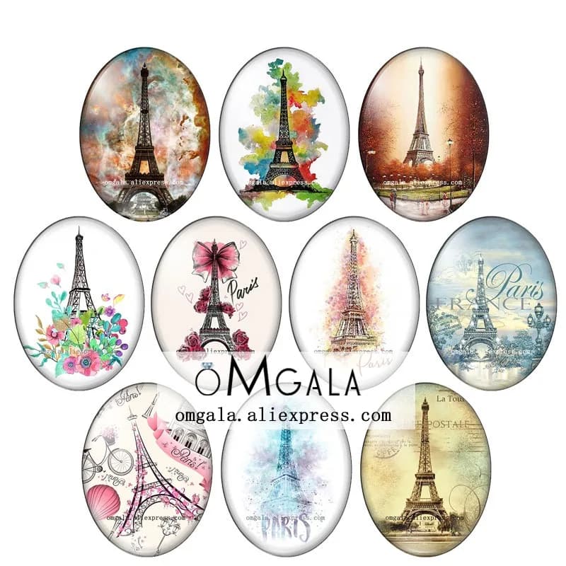 Cabochon naren verre avec photo, Paris, Tour Eiffel, Art Customs, Flat Back, Executive Finds, 13x18mm, 18x25mm, 30x40mm, Fashion France
