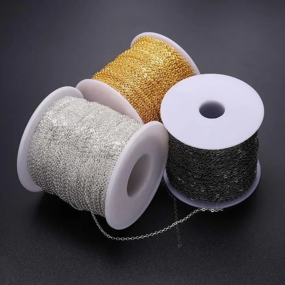 5m/5.47yards 1.5 2.0 2.5mm cuivre Bronze ovale lien collier chaîne en vrac en laiton pour la fabrication de bijoux bricolage matériaux résultats fournitures