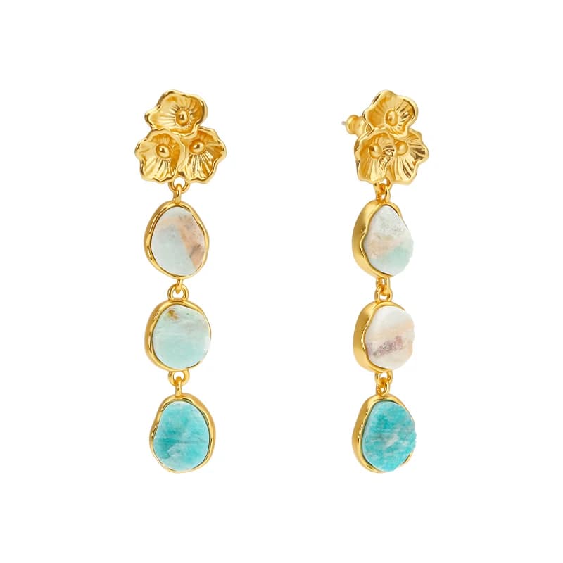IVOG-Boucles d'Oreilles Pendantes en Pierre Semi-Pride Verte pour Femme, Boucle d'Oreille en Laiton, Bijoux à la Mode, Cadeau Exquis, Site Officiel