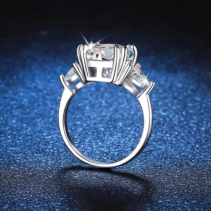 Bague Cocktail en Argent 925 avec Couronne à Griffes, Couleur Or, Grandes Moissanites Multicolores D VVS1, Bijou Fin et Spectaculaire pour Femme