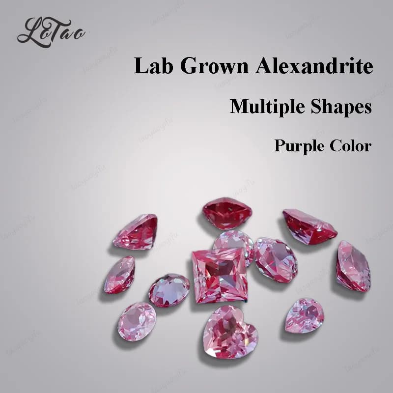 Perles de charme en alexandrite synthétique de qualité supérieure, de forme variée, couleur violette, pour la fabrication de bijoux DIY, matériaux sélectionnables, certificat inclus