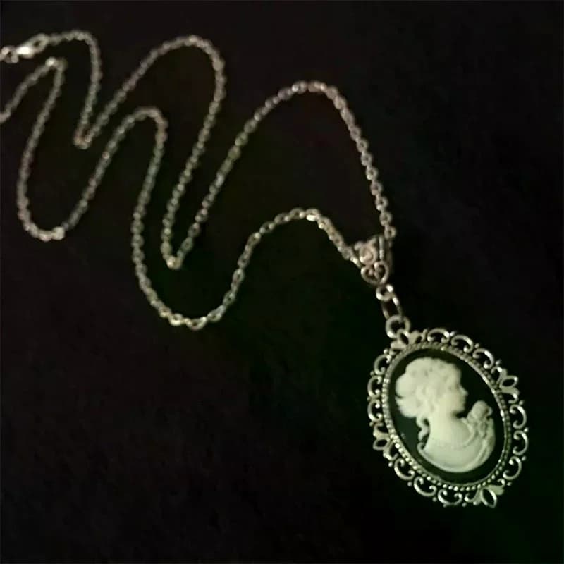 Collier camée de beauté, bijoux gothiques, Vintage, victorien, sculpté, breloque ras du cou pour femmes et filles