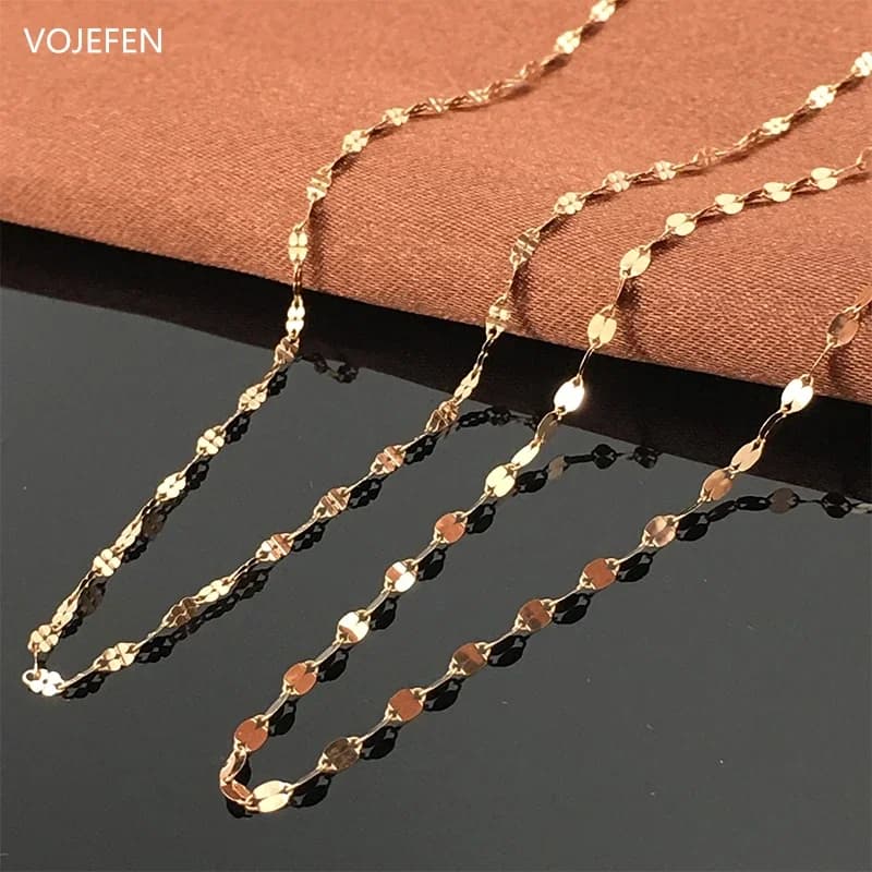 Collier VOJEFEN AU750 en or pur 18 carats, chaînes en forme de lèvres, collier ras du cou, bijoux de luxe, or jaune/rose, bijoux fins pour femmes, vente en gros