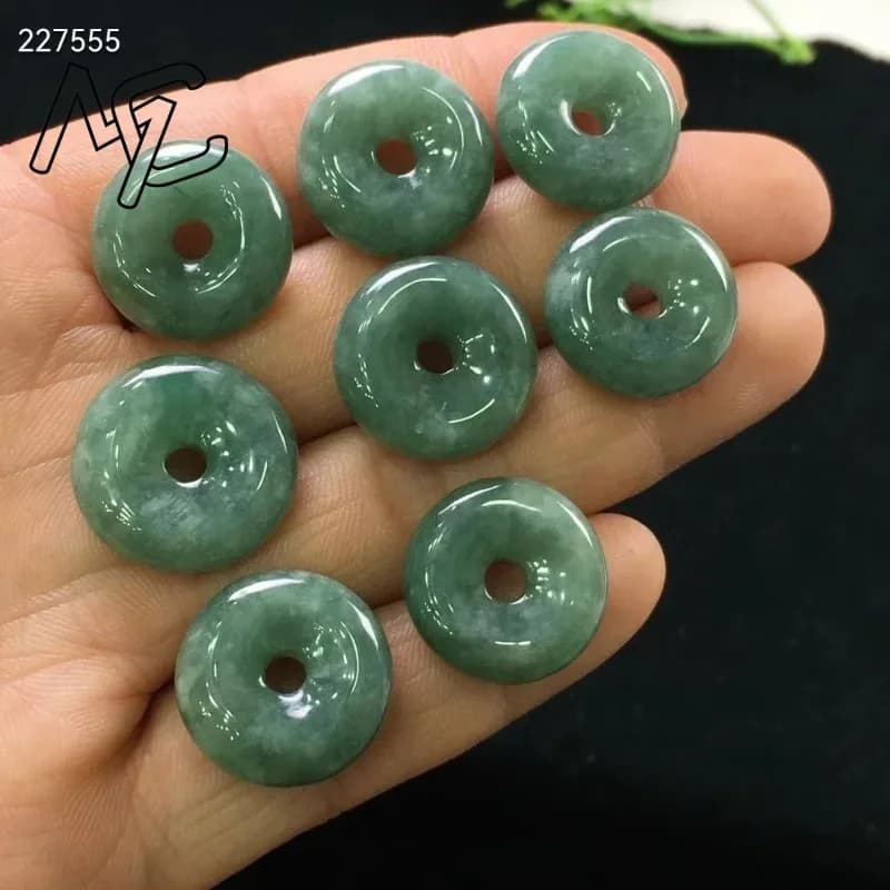 Véritable Jade naturel une pierre précieuse verte pendentif 15-18mm collier rond beignet émeraude femmes hommes baril pierre Jade accessoires bricolage