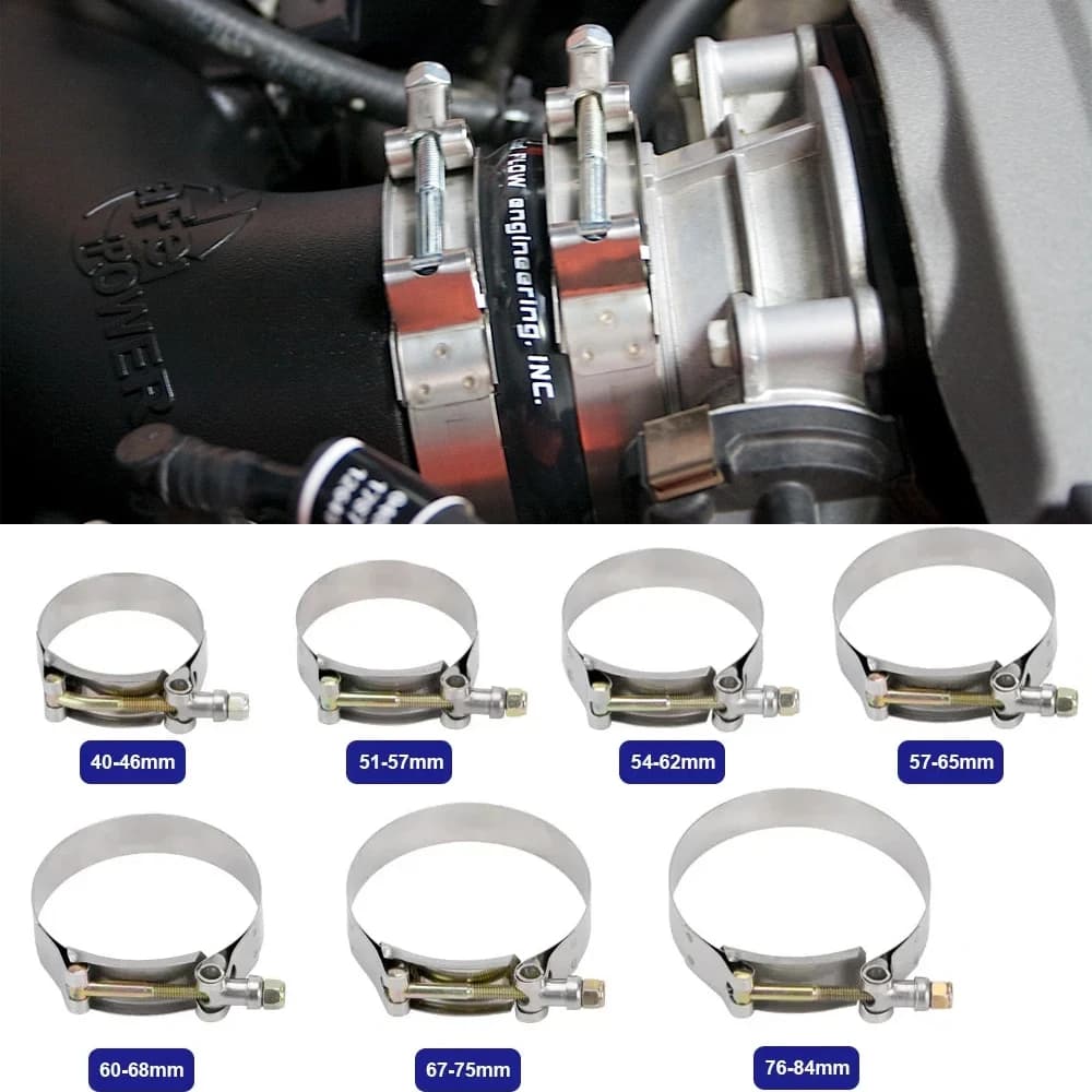2/2.25/ 2.5/ 2.75/ 3/ 3.25/ 3.5/4 "t-boulon d'échappement 304 pince d'admission Turbo refroidisseur intermédiaire coupleur en Silicone colliers de serrage en acier