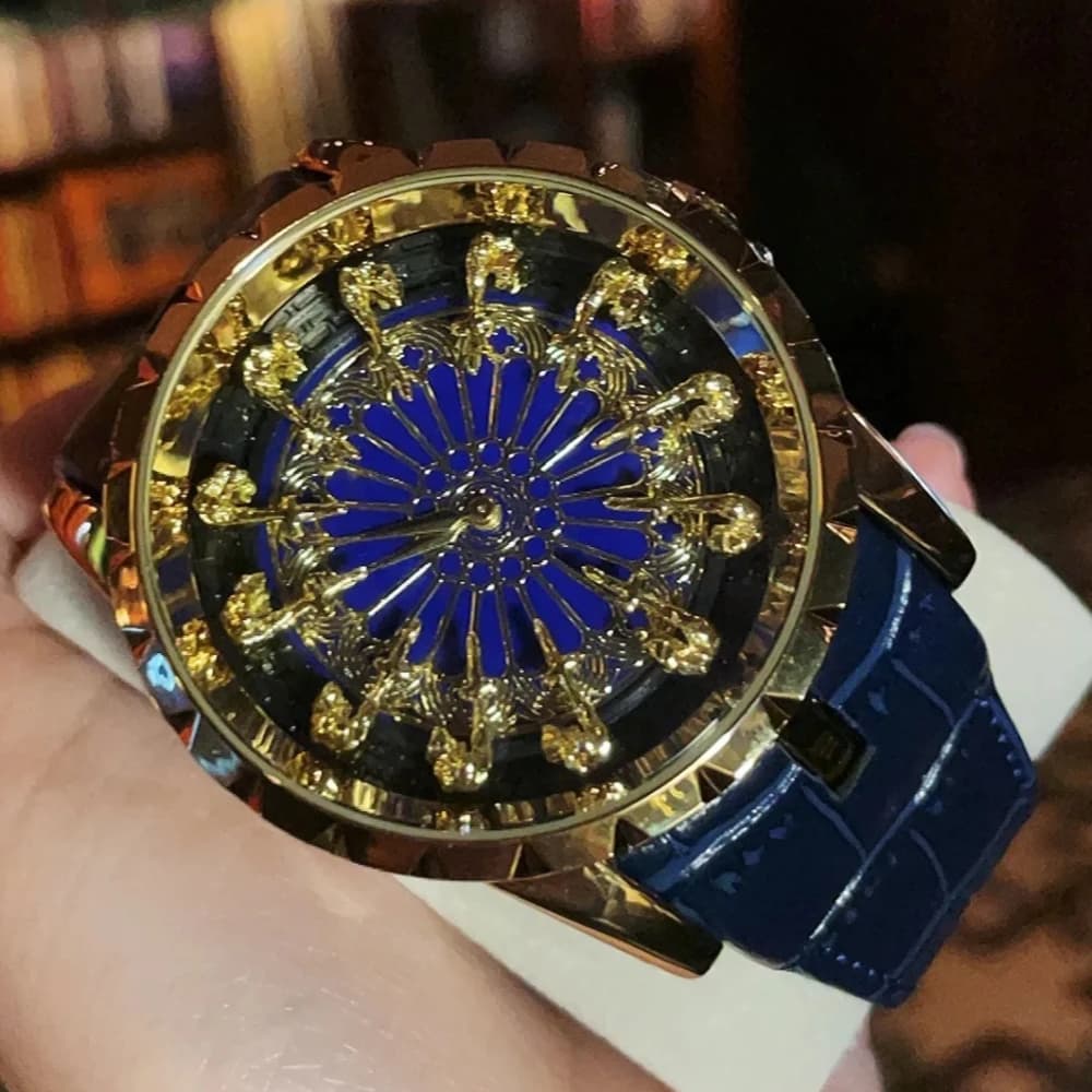 Montres créatives en quartz pour hommes, montre ronde des Douze Chevaliers de la Table Ronde, concept rétro, motif gravé, montre étanche en acier.