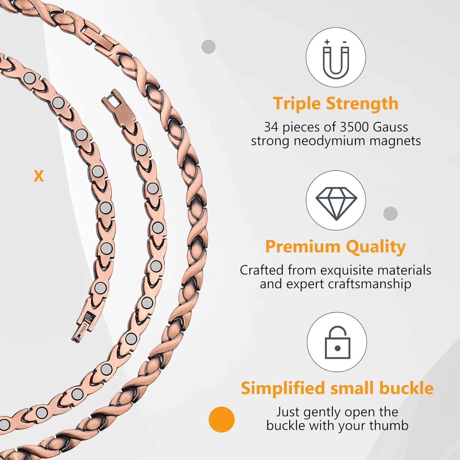 ARADOO – collier magnétique en cuivre pour hommes et femmes, avec outil de taille réglable et boîte à cadeaux, bijoux cadeaux