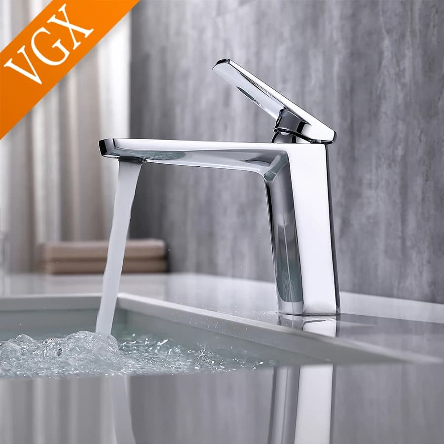VGX-Robinet d'eau chaude et froide en laiton, or brossé HOF/05, robinet de ark carré, robinet d'eau chaude et froide moderne