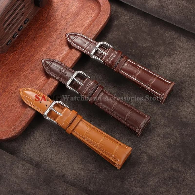 Bracelet de montre en cuir véritable pour Seiko ﻿   Bracelet d'affaires 10/12/13/14/15/16/17/18/19/20/21/22/23/24mm, ceinture noire et marron
