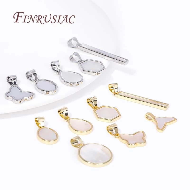 Multi Types de fabrication de bijoux à bricoler soi-même, pendentifs en laiton plaqué or 18 carats, breloques en coquillage incrusté pour collier, matériel de bijouterie, vente en gros