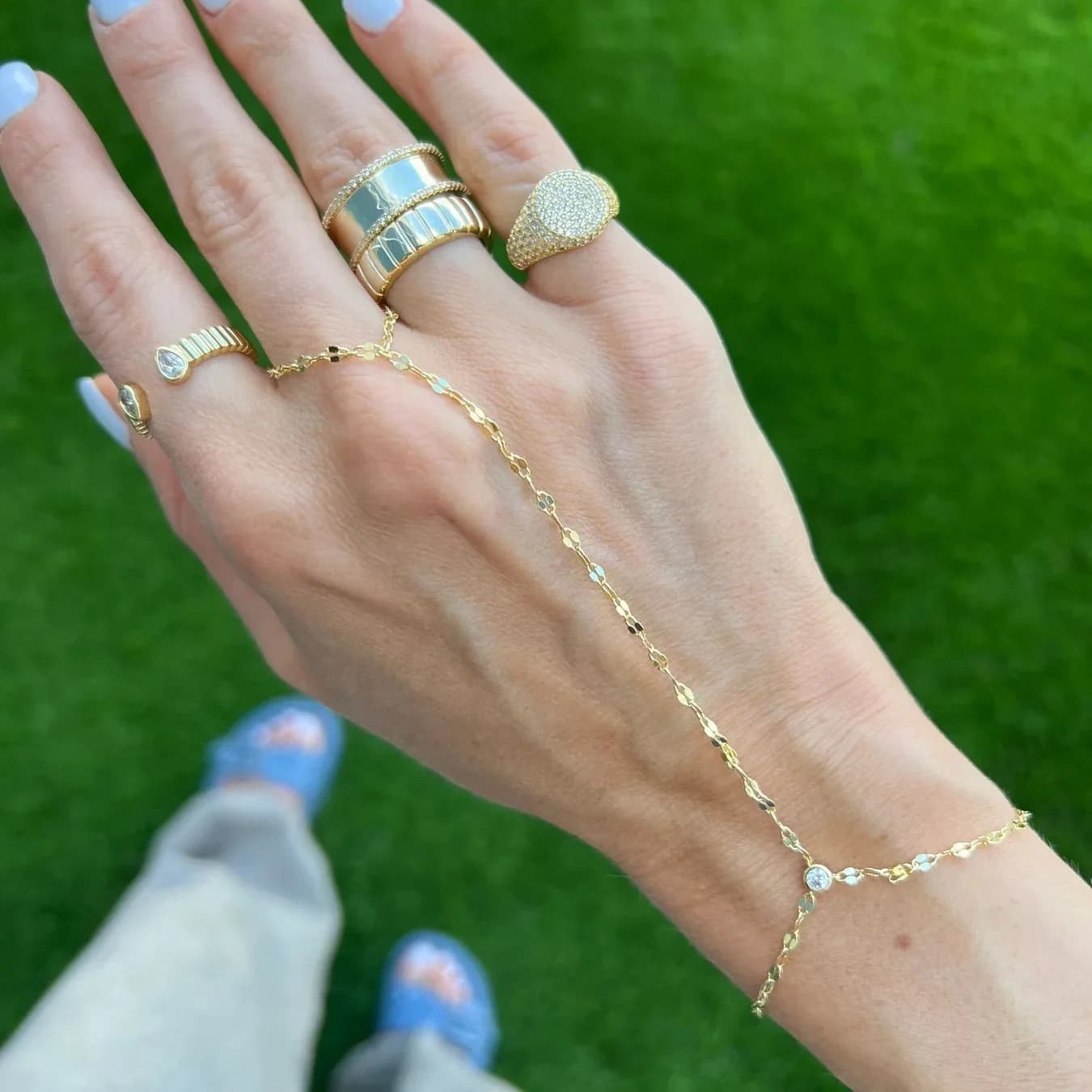 Bijoux à la mode pour femmes, ensemble de lunette en chaîne gravée en étoile, Bracelet rond en CZ, vente en gros