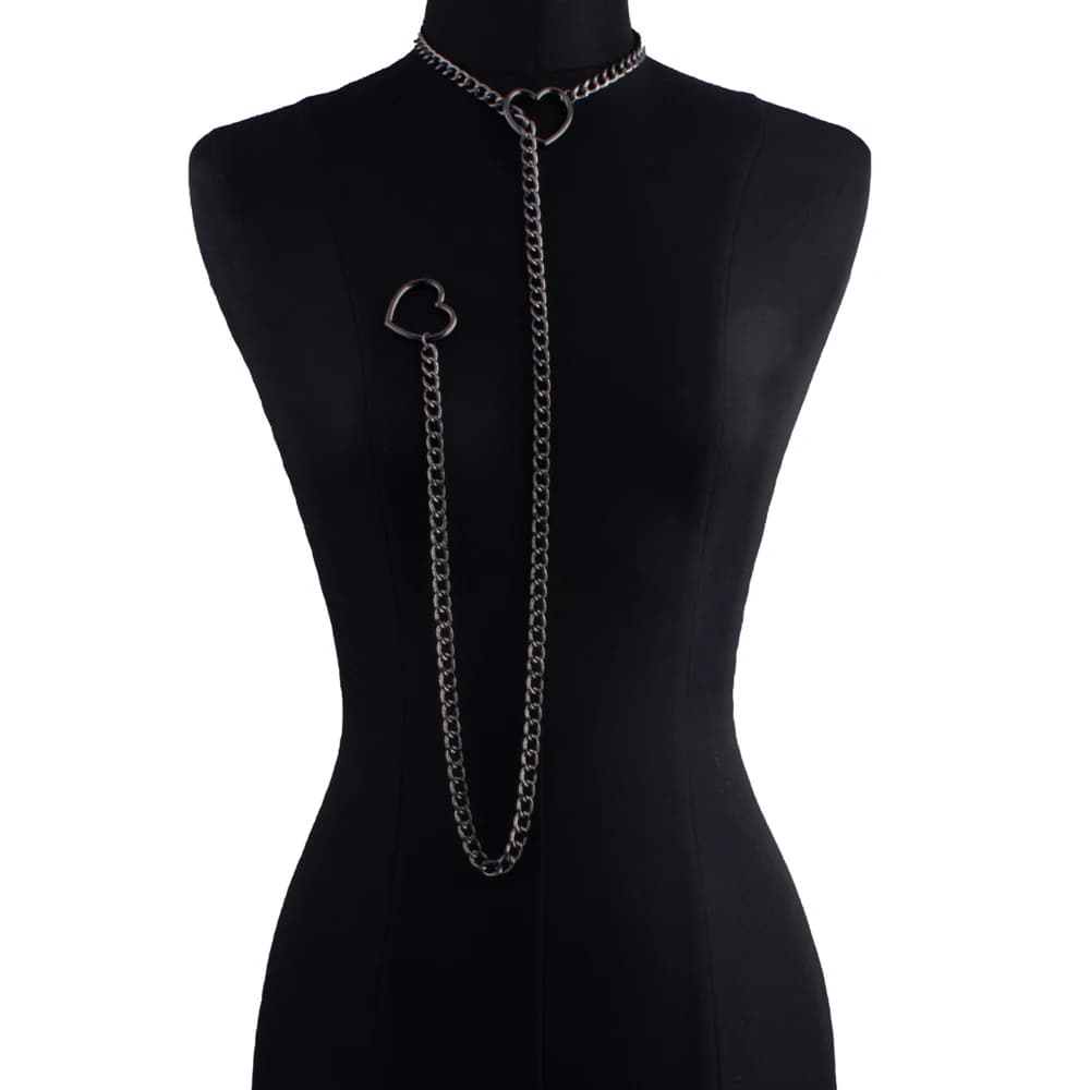 Collier chaîne en forme de cœur pour femmes, style punk rock, collier ras du cou, bijoux pour couples, accessoires cadeaux