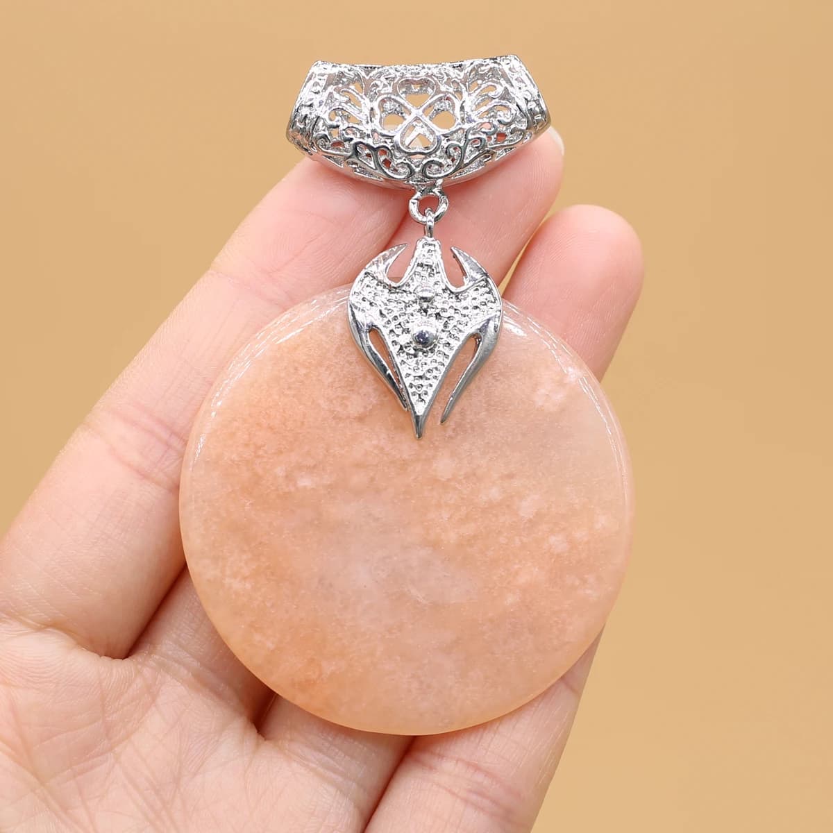 Pendentif Rond en Pierre Naturelle Exquise pour Collier, Breloques de Bijouterie, Accessoire de Bricolage