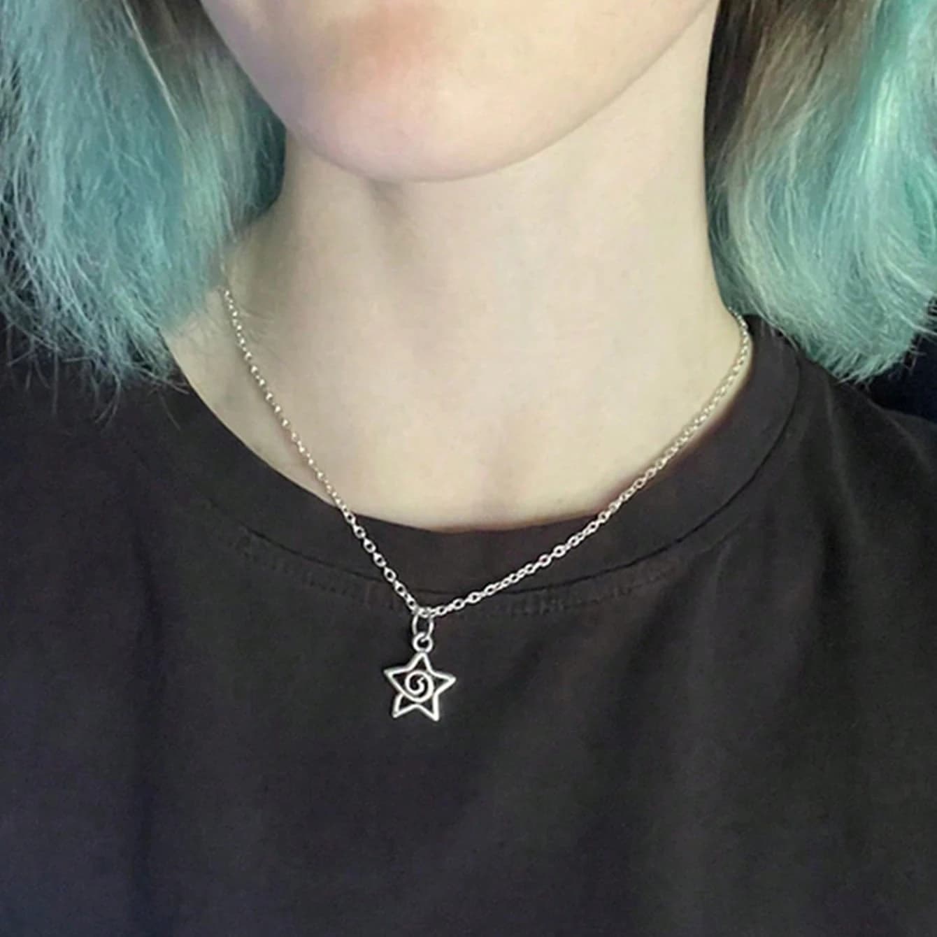 Collier pendentif étoile tourbillon en argent Y2K, adapté aux cadeaux de bijoux esthétiques pour femmes