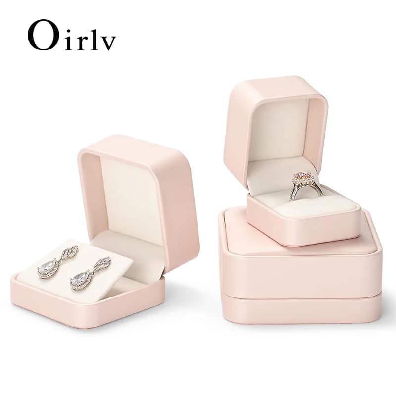 Oirlv boîte à bijoux en cuir PU collier emballage organisateur boîte à bagues en vrac boîte-cadeau porte-boucles d'oreilles boîte-cadeau organisateur de collier