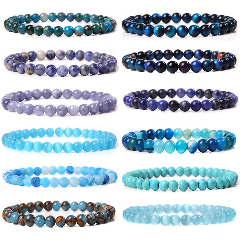 Bracelet de perles en pierre naturelle de 6mm pour femmes et hommes