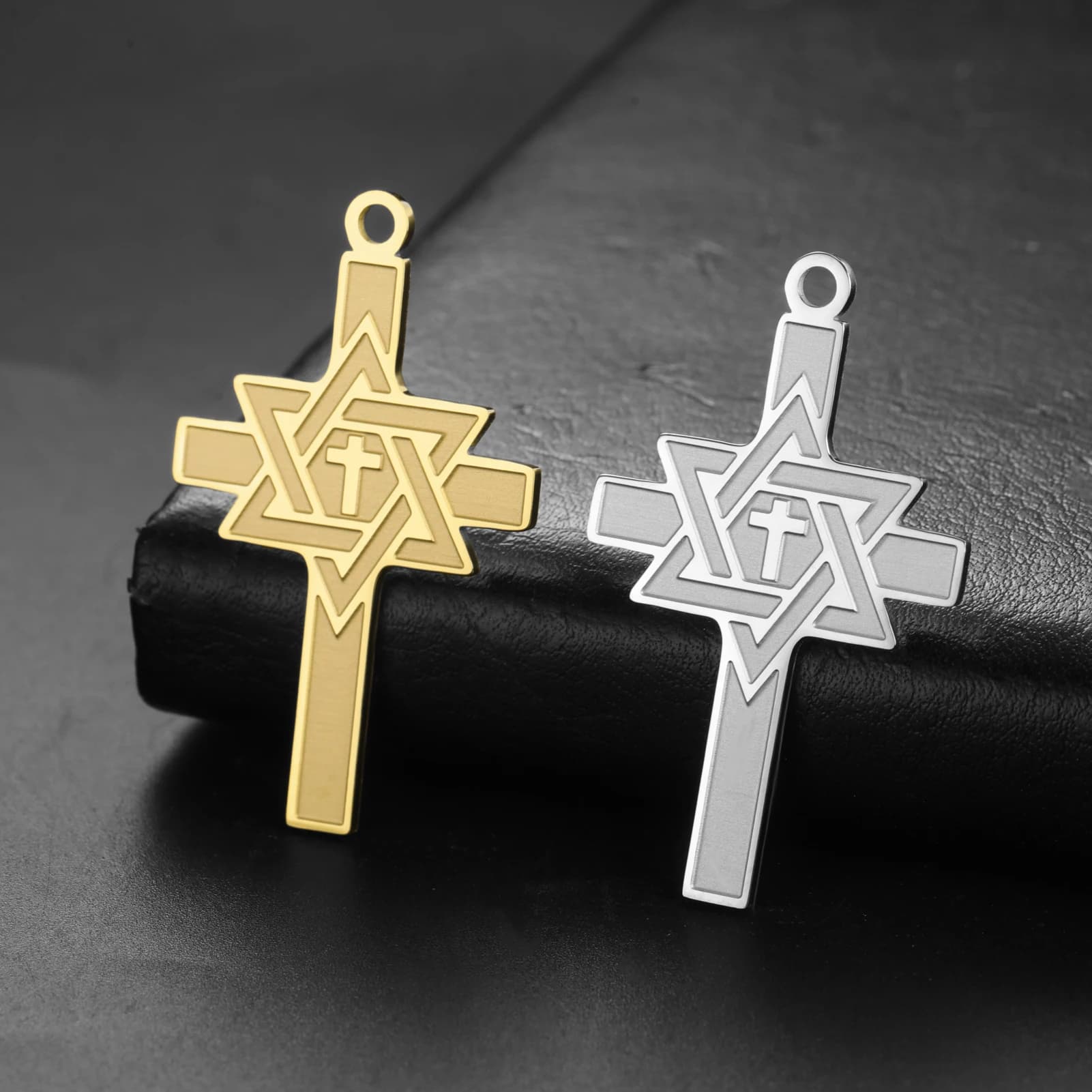 Pendentif croix étoile de David juive chrétienne, breloque double foi pour bricolage, résultats de bijoux spirituels intermédiaires