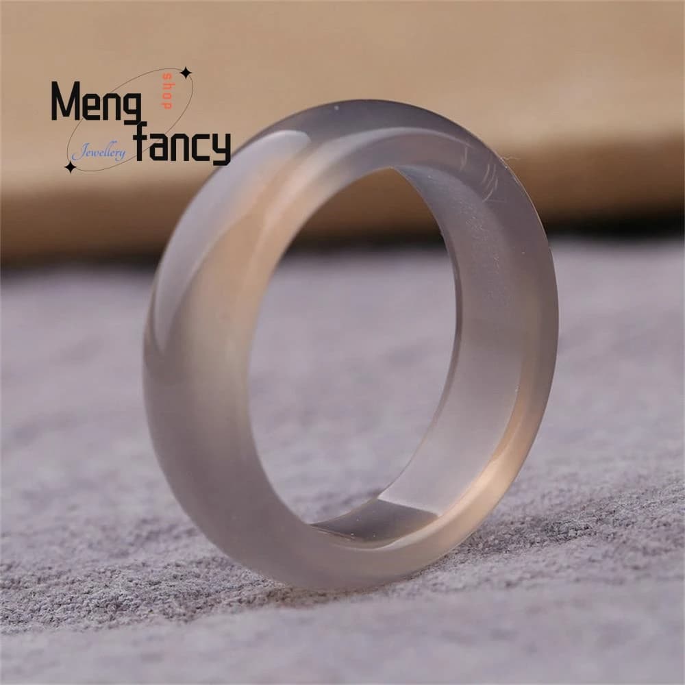 Bague en Agate Chalcédoine Naturelle Brésilienne, Perles de Prière DIY, Bijou Tendance Populaire, Cadeau de Vacances Idéal pour Couples, Meilleure Vente