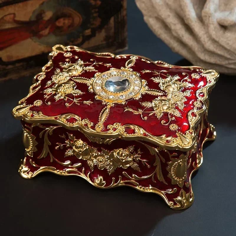 Boîte à bijoux de style européen, artisanat en métal, rétro, créatif, haut de gamme, bague, collier, petite boîte de rangement, cadeau